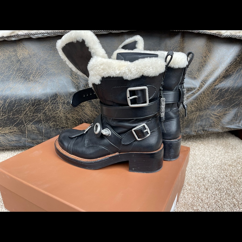 Coach Zip Moto Genuine Shearling Boots! - Picture 3 of 6